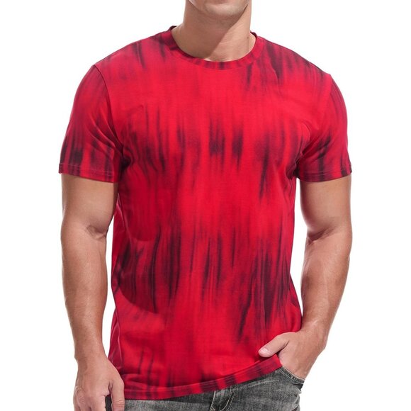 Mens Red Hipster Hip Hop Short Sleeve Print T Shirt Casual Fashion Top - Picture 2 of 4